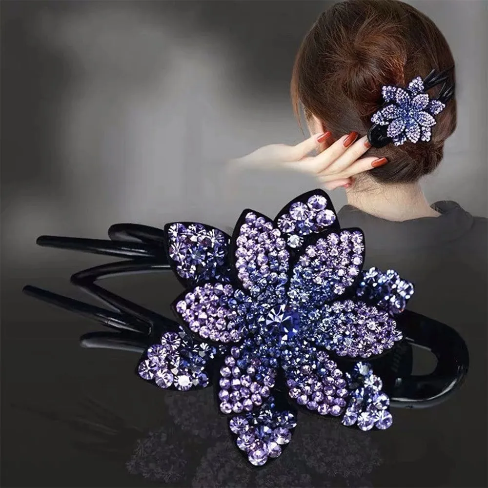 Vintage Rhinestone Flower Hair Claws Stylish Jeweled Hair Clip For Women Perfect For Ponytails And Headwear From Redapple999 1.26 DHgate.Com