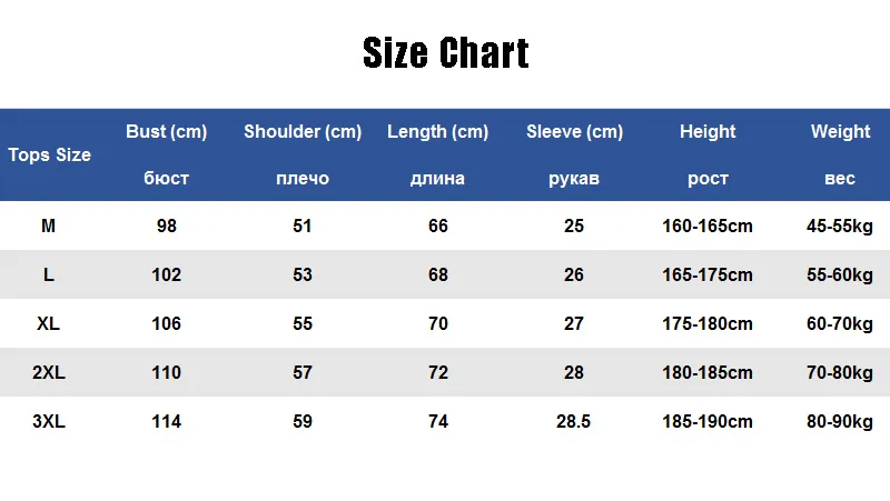 size chart Tshirt 1