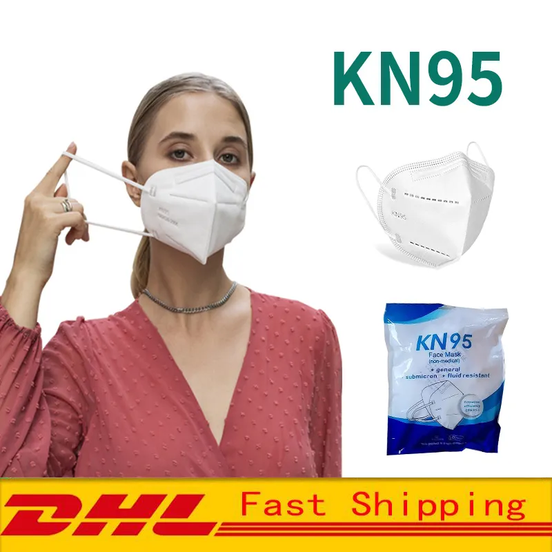 KN95 Ansiktsmask Dammtät Stänksäker Andas 5-lagers skyddsmasker Mode Återanvändbara civila munmasker DHL Gratis frakt