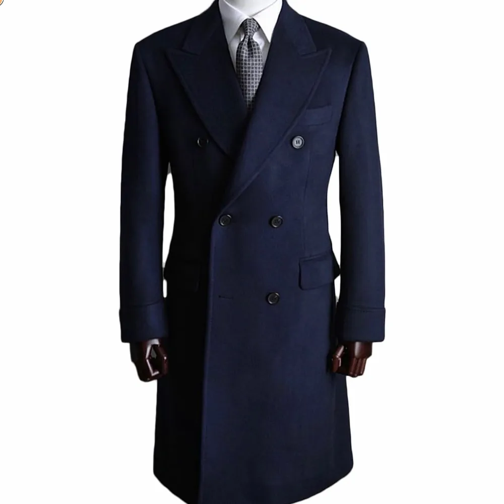 Custom Made Navy Navy Double Breasted Suit With Thick Wool, Double ...