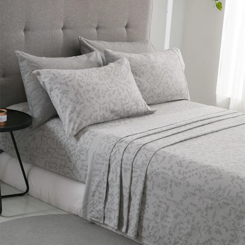 Lenzuola e federe in flanella PHF Set di lenzuola in cotone set di biancheria da letto matrimoniale king size grigio chiaro blu T200706