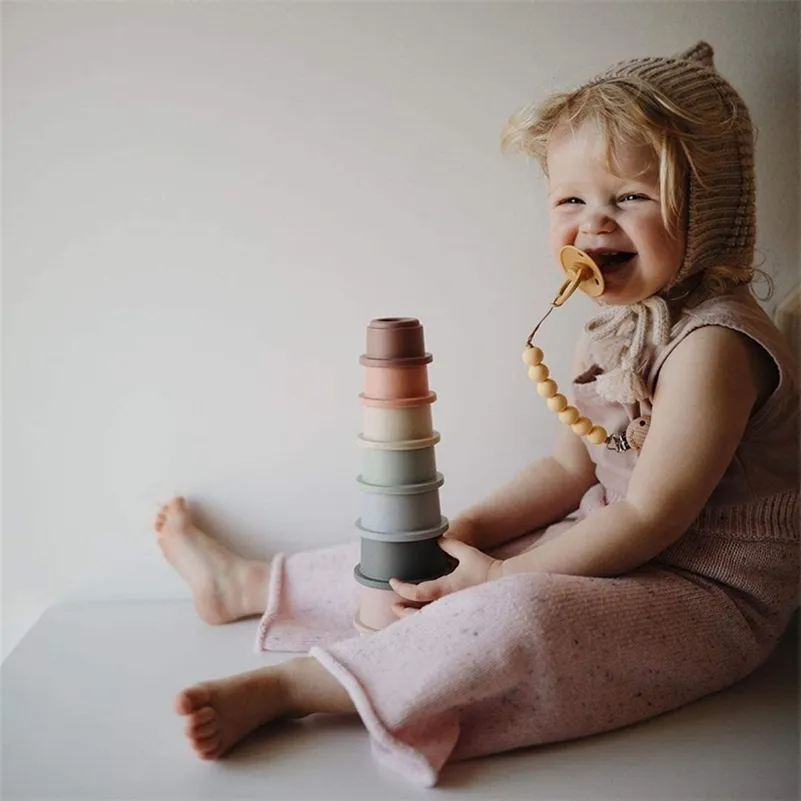 Baby Stacking Cups Toy Baby Toys 0-12 month Stack Cup Tower Building Blocks Early Educational Educational Toys for Children Gift LJ201124