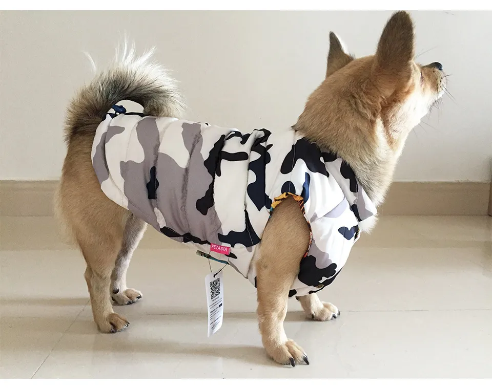  New Double-sided Wear Dog Winter Clothes Warm Vest Camouflage Letter Pet Clothing Coat For Puppy Small Medium Large Dog XXL 334