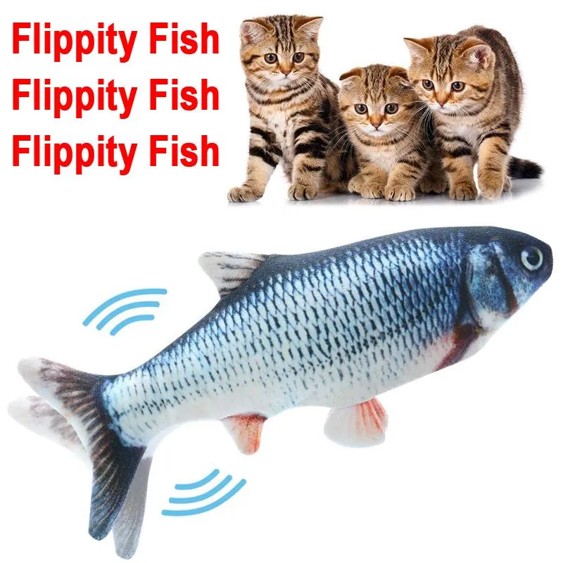물고기 고양이 장난감 현실적인 플러시 전기 뒤집기 인형 재미 있은 양방향 애완 동물 씹는 물린 플로피 장난감 키티 운동에 적합