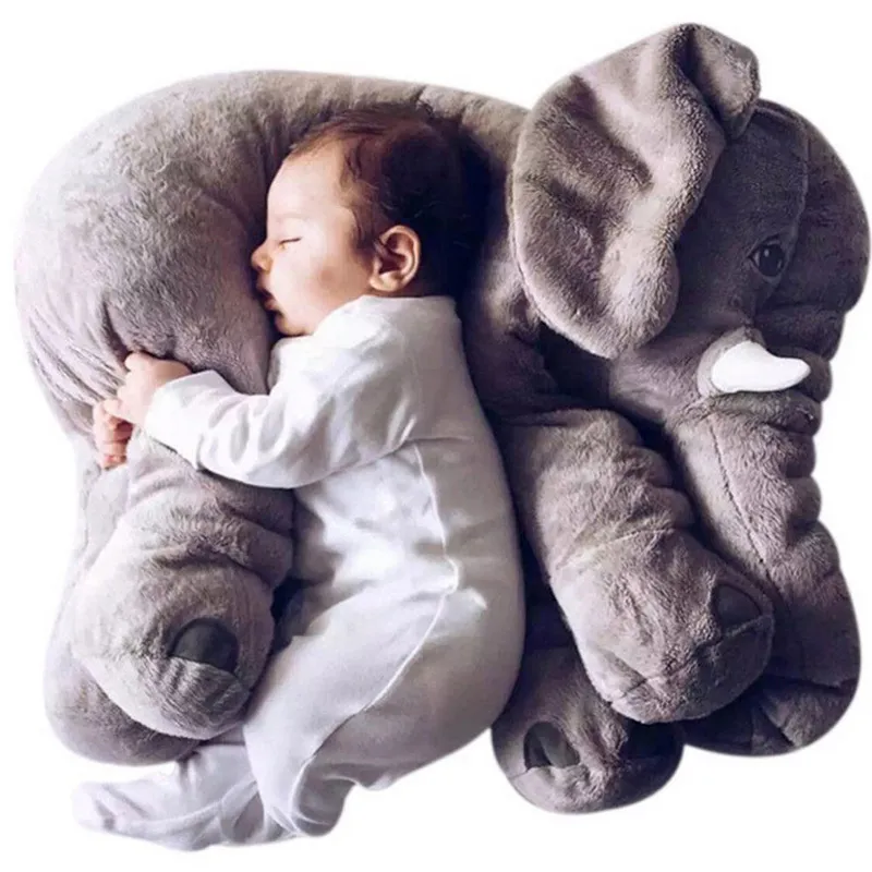 Grote pluche olifant pop kussen baby begeleiding zachte kalme pop kinderen kussen gevuld kussen dier pop / kinderen cadeau LJ201014