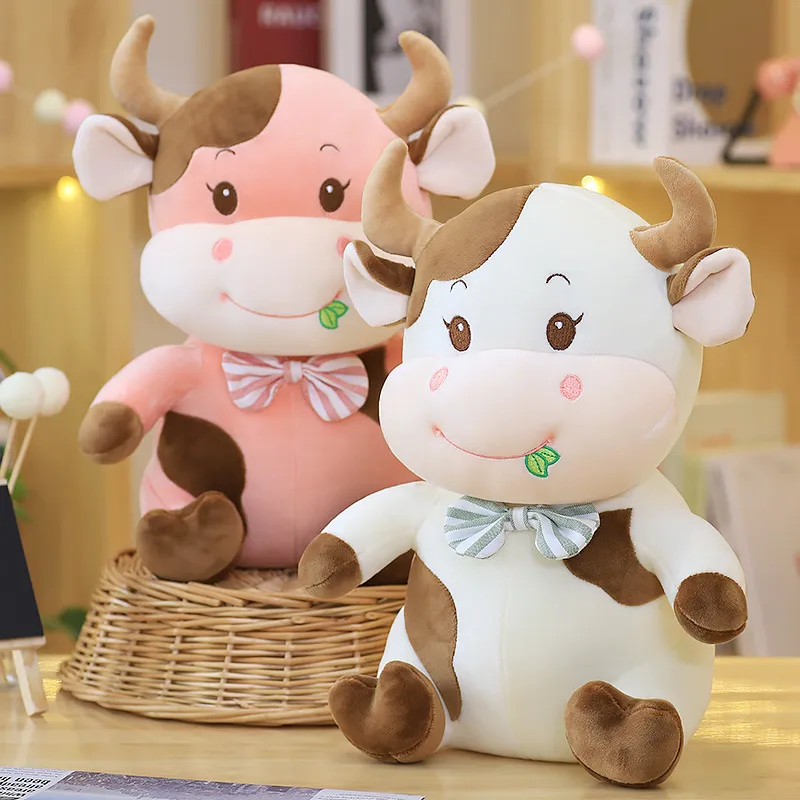 Juguete de peluche de vaca bonita de dibujos animados, juguete de peluche  de ganado de animales suaves, mu?eco de toro Kawaii, regalos de cumplea?os