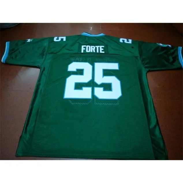 Foto real 2024 #25 Tulane Matt Forte Green College Jersey Tamanho S-4XL ou personalizado qualquer nome ou número jersey