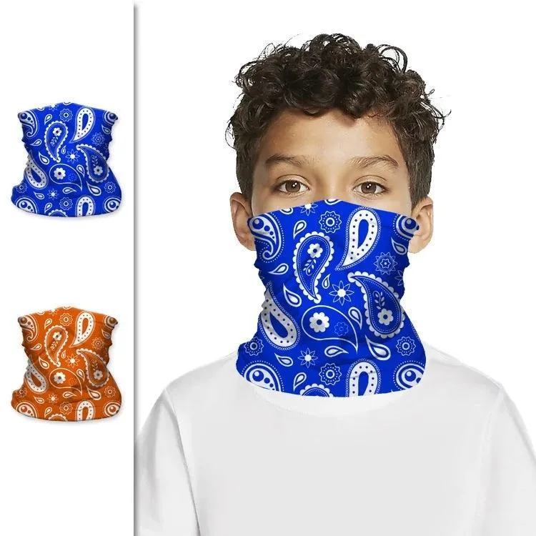 US Stock!Bandana Print Scarf Multi-Purpose Neck Gaiter with Filter Kids Children Creative Cartoon Headband Protection Face Mask FY7143