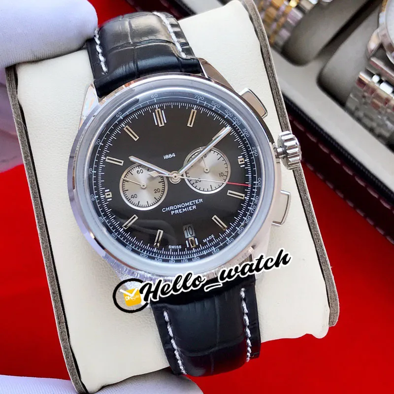 Yeni Premier B01 Çelik Kılıf AB0118371B1X1 A2813 Otomatik Erkekler İzle Siyah Dial White Subdial NO Chronograph Deri Saatler Merhaba 291p