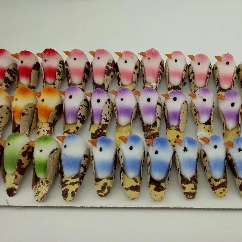 48 pcs Multicolore Oiseau Artificiel Animal De Mariage Décor Maison De Noël Décoration BRICOLAGE Accessoires Mini Artisanat 201203
