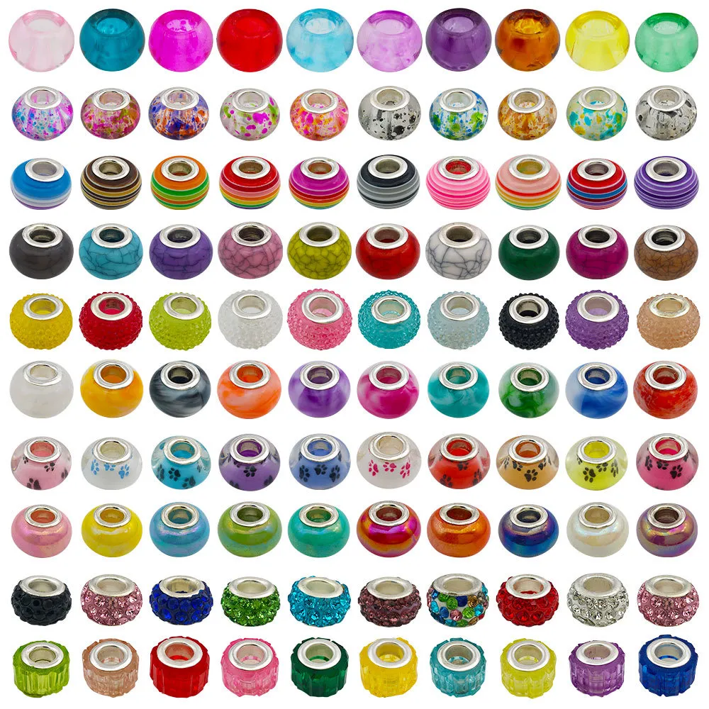 10 pcs random color Core Charms Bead Fit European Bracelet & Necklace For Women DIY Jewelry