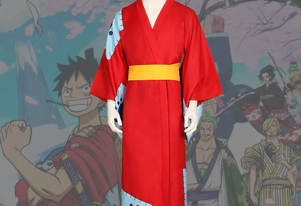 One Piece Wano Country Monkey D. Luffy Kimono Cosplay Costume