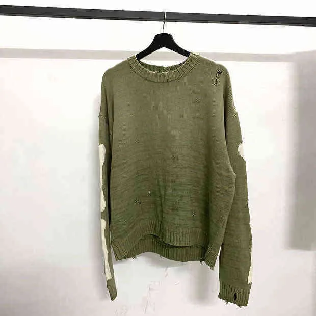 Kapital Green Loose Knit Sweater Vintage Skeleton Bone Print High