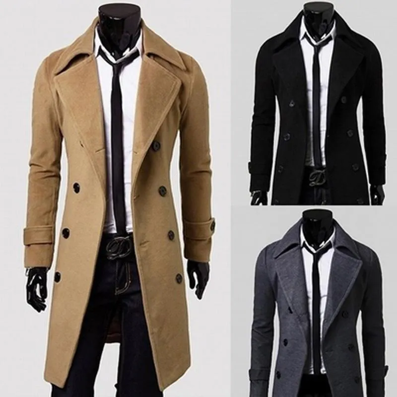 Męskie okopy płaszcze męskie płaszcze 2021 mody Long Płaszcz Mężczyźni podwójny wiatrówek Sobretudo Masculino Slim Fit Mens Overcoat Plus Size 3xl OZ49