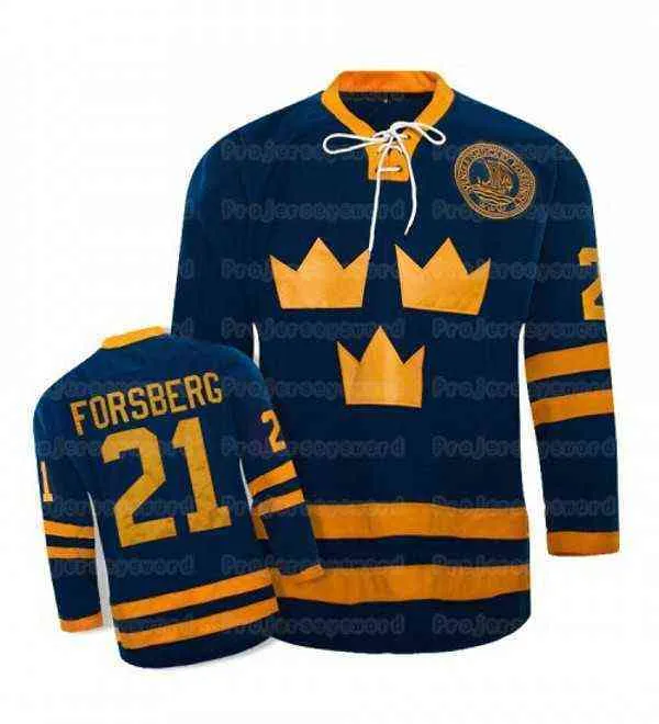 Custom Jerseys Team Sweden Blue Hockey Jersey Thr #21 Peter