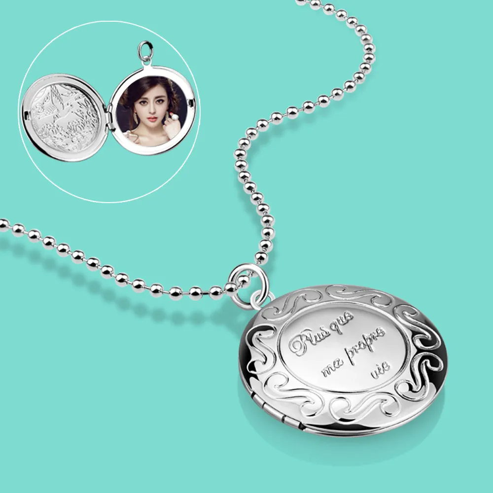 925 Sterling Silver Necklace Women's Special Photo Box Pendant Design Solid Silver Necklace Girl Charm Jewelry Valentine's Day Q0531