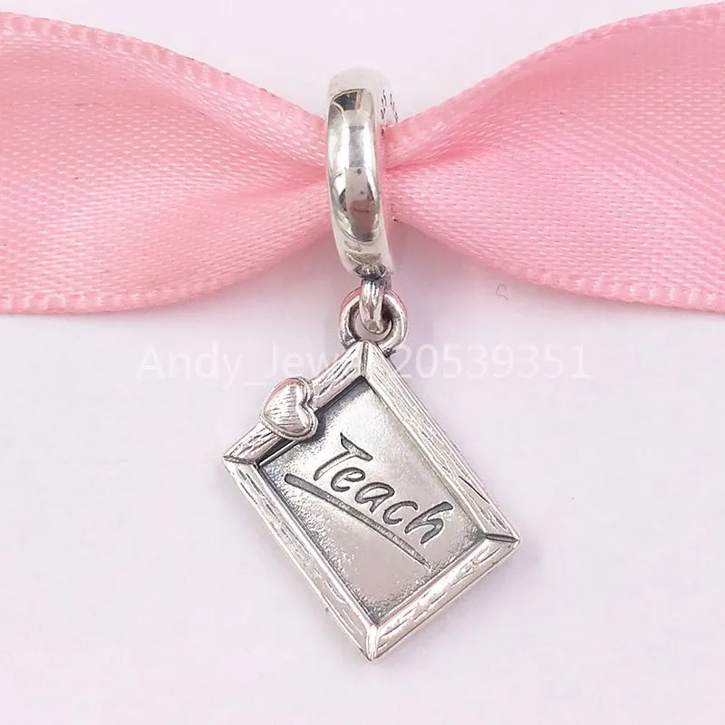 Andy Jewel Authentic 925 Sterling Gümüş Boncuklar Pandora Öğretmeni Kara Tahta Shangle Charm Charms Uyum Avrupa Pandora Tarzı Takı Bilezikler Kolye