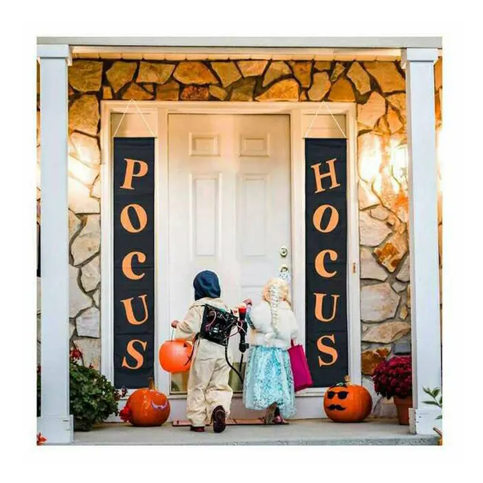 Halloween Festival Hanging Door Banner 180x30cm POCUS HOCUS , Digital Printed 180x30cm Flags, free shipping