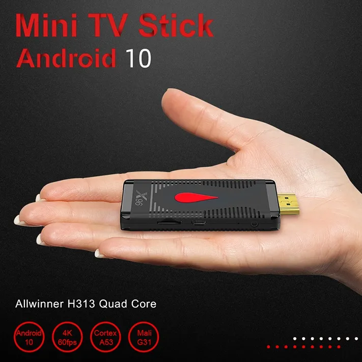 X96 S400 2 GB + 16GB Android 10.0 TV-box Stick Allwinner H313 Quad Core 4K 60FPS 2.4G WIFI