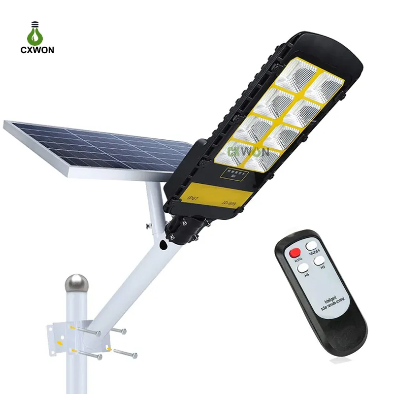 Solar LED Street Light 80W 120W 200W 300W IP66 Vattentät JD Modell Solar Street Light Lampa med fjärrkontroll och pol