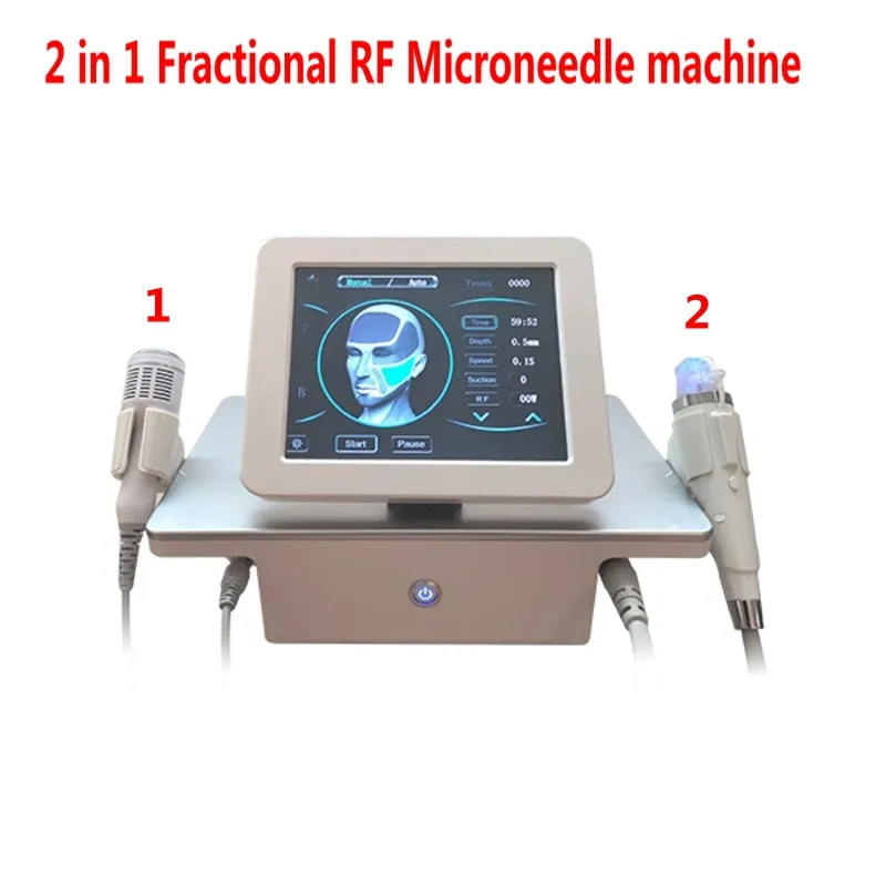 2 i 1 fraktionerad RF mikroneedle maskin med kall hammare anti-akne krymp porer ansikte lyft hudvård stretch marks remover