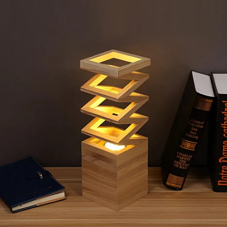 Simple modern art creative personality table lamp fashion simple bedroom bedside lamp solid wood spring lighting RW471