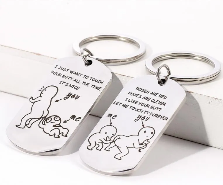 Party Favors Funny Cartoon Keychain Prank Toys Valentines Day Gift for Girlfriend/Boyfriend Prank Letters Personalised Gifts SN3231