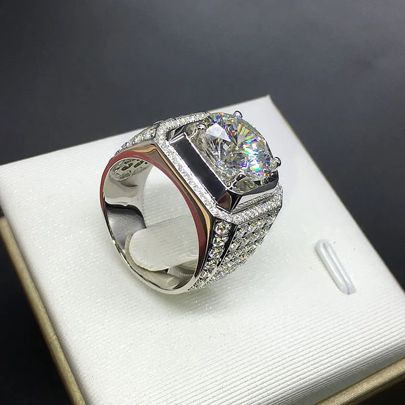 Full Diamond Rings For Mens Women`s Top Quality Fashaion Hip Hop Accessories Crytal Gems 925 Silver Ring Men`s Ring