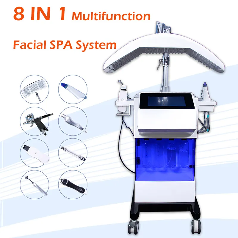 8 в 1 Многофункциональный DermaBrasion Machine Head Spot Speation Microdermabrasion Machine Machine PDT Светодиодный фотонный свет