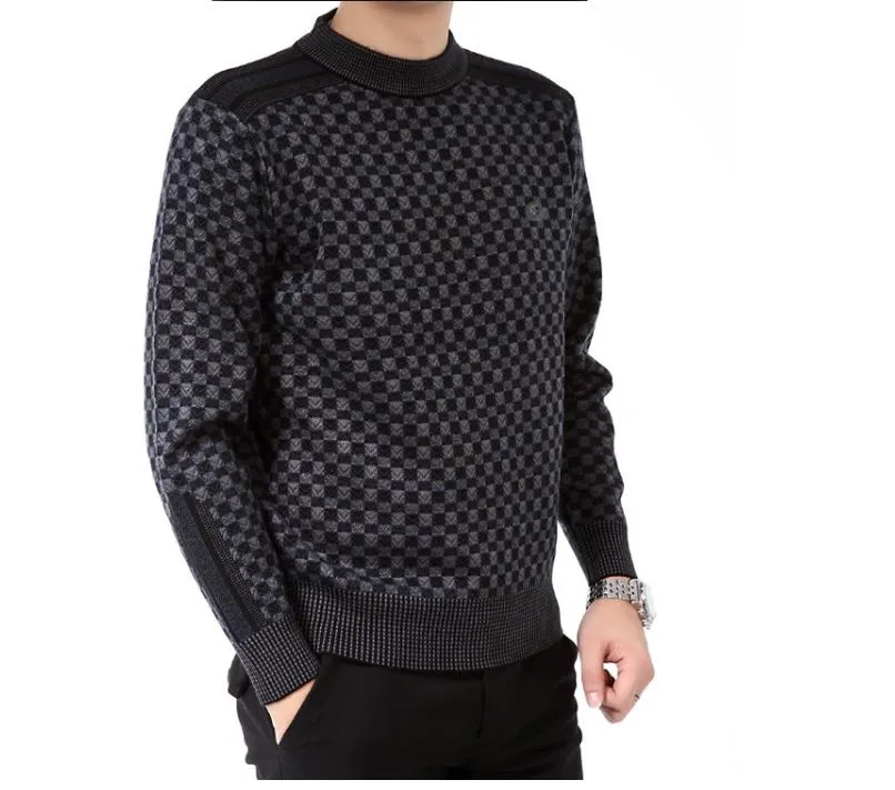 New Winter Warm Knitted Sweater For Men Oversized O Neck Long Sleeve