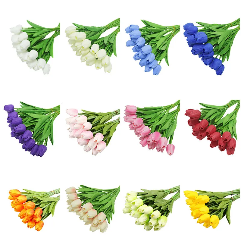 10 pièces fleurs de tulipes artificielles Mini fausses fleurs vraie fête mariage Banquet mariée décor à la maison saint valentin