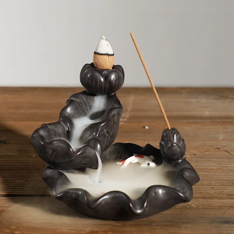 With Incense Stick Holder Ceramic Cones, Lotus Pond Fish Backflow Incense  Stick Holder Ceramic Burner Incense Stick Holder Ceramic Stick Holder  Ceramic Censer From Viviien, $8.79