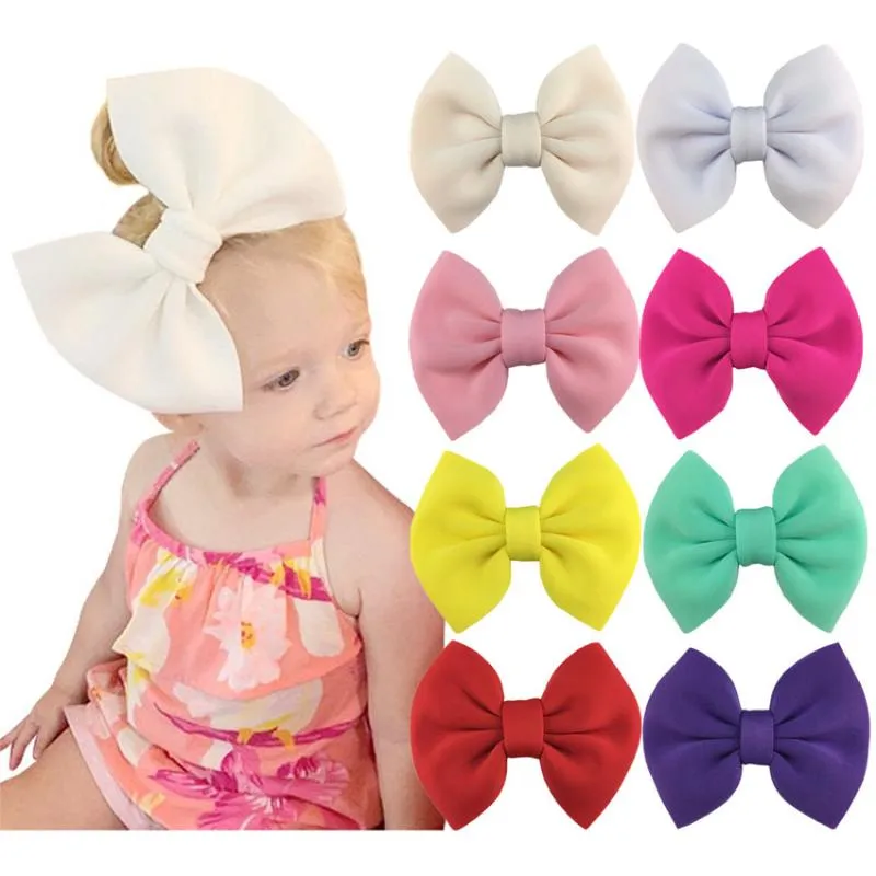 Hair Accessories 5Pcs 5" Large Chic Puff Fabric Bows For Baby Girl Hairpin Fashion