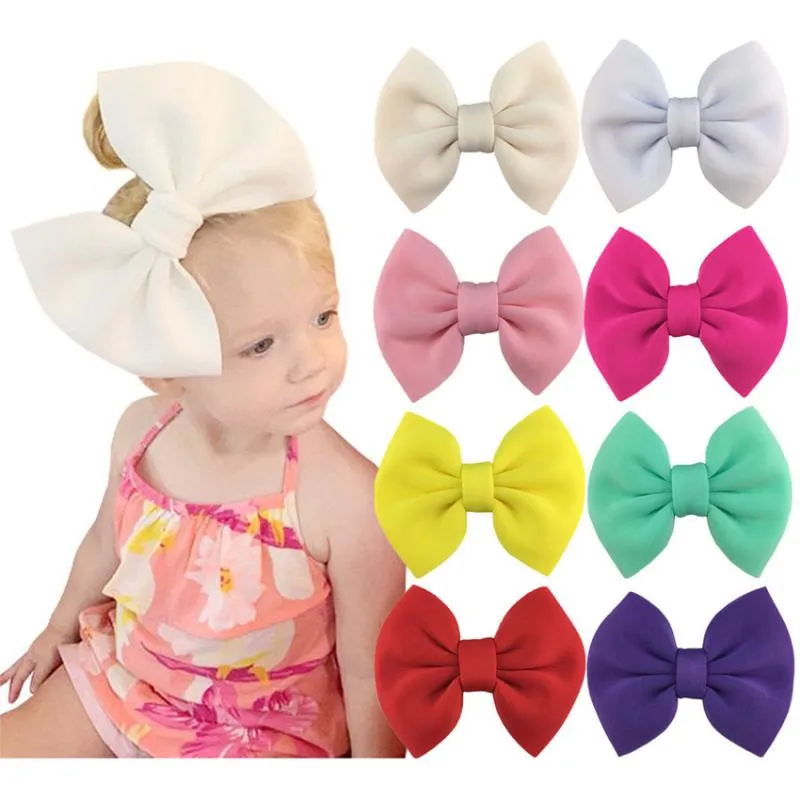 Haaraccessoires 5 stks 5 "Grote chique bladerde stof bogen voor babymeisje haarspeld mode