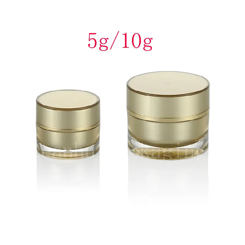 5G 10G Goud Lege Ronde Acrylcrème Jar Container Kleine Sample Cosmetische Pot, Golden Eye Cream Cosmetics Packaging Tin Fles