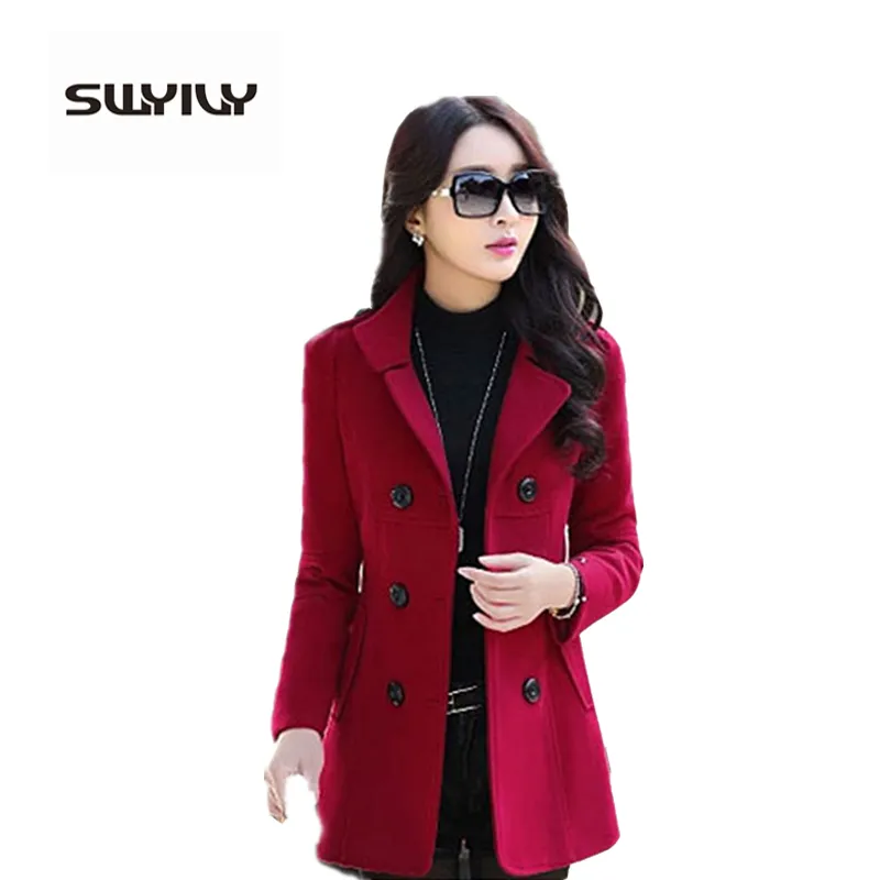 Woolen Coat Female Double Breasted 2017 Autumn And Winter Slim Women Clothing Thick Outerwear Plus Size 3XL Abrigos Mujer