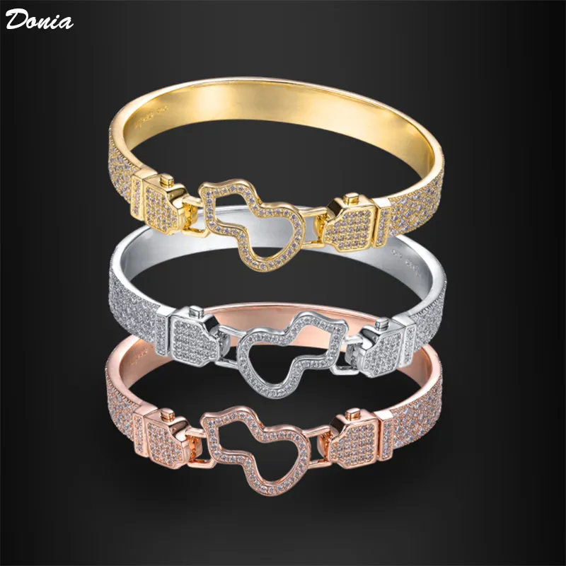 Donia jewelry luxury bangle European and American fashion hollow full diamond gourd copper micro-inlaid bracelet female designer gift