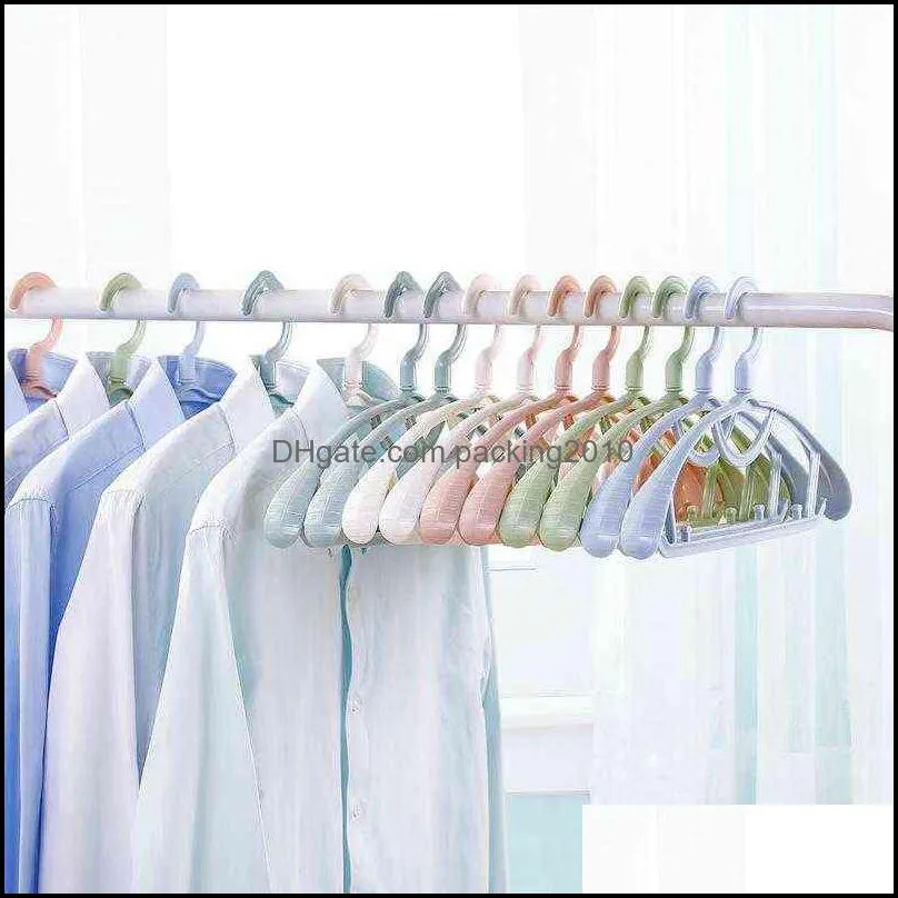 10Pcs Thicken Wide Shoulder Plastic Clothes Hanger Coats Shirts Suit Hanger Adult Child Non-slip Seamless Dry Wet Clothes Hanger