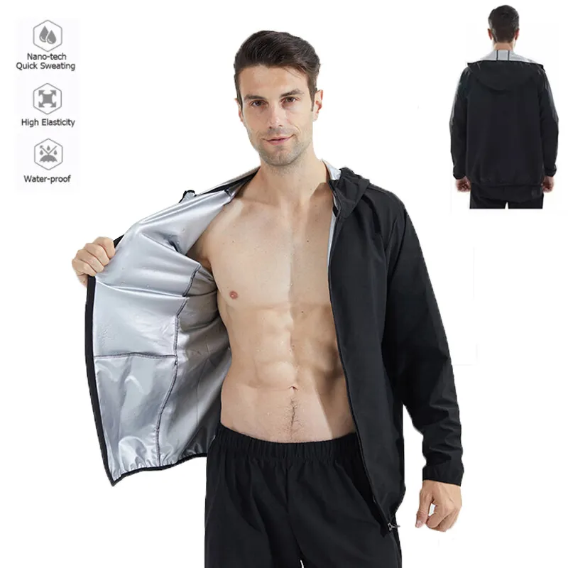 Vêtements de gymnastique veste de sauna pour hommes fitness transpiration rapide manteau à capuche accumulation musculaire vêtements de sport