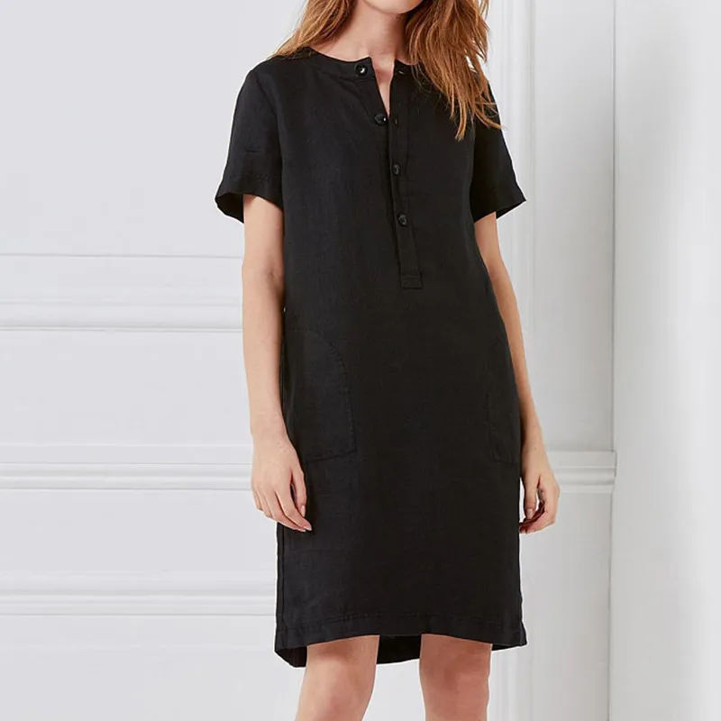 OUGES Dames Korte/Lange Mouwen Zomer Lente Jurk Casual Button Down Midi V-hals Dames Jurken met Zakken(Marine395,S OUGES Dames Korte/Lange Mouwen Zomer Lente Jurk Casual Button Down Midi V-hals Dames Jurken met Zakken(Marine395,S