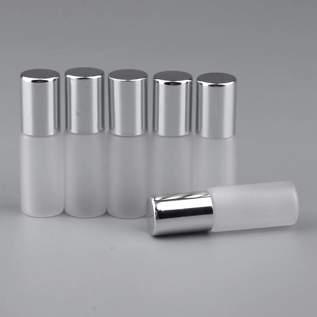 6x 5ml Empty Polished Glass Roller Bottle Roll On Cosmetic Perfume Container