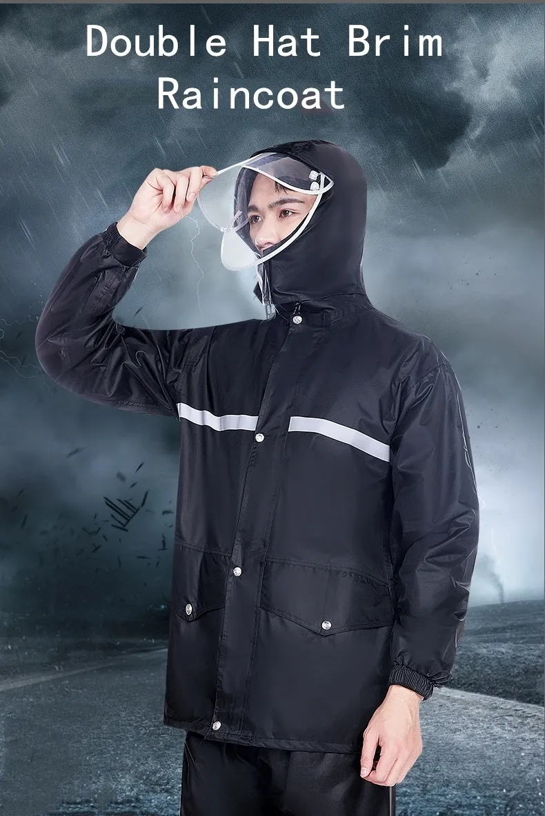 Men Motorcycle Rain Suit Outdoor Reflective Waterproof Rain Jacket and  Pants Rain Gear for Bike Riding Cycling Camping Hiking