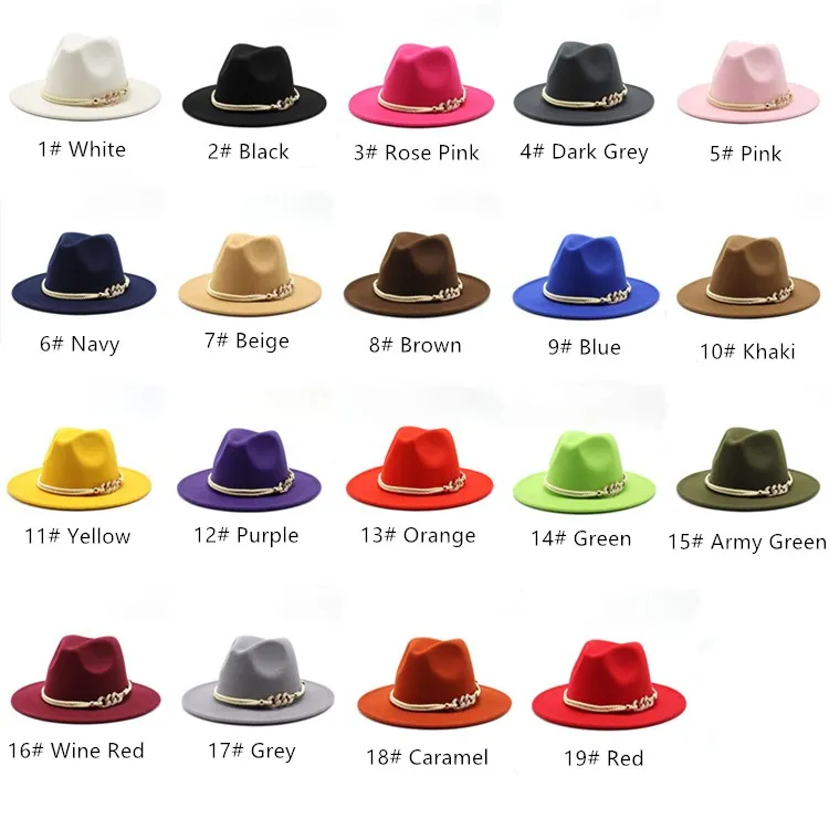 Wide Brim Simple Church Derby Top Hat Panama Solid Felt Fedoras Hats for Men Women Artificial Wool Blend Jazz Cap