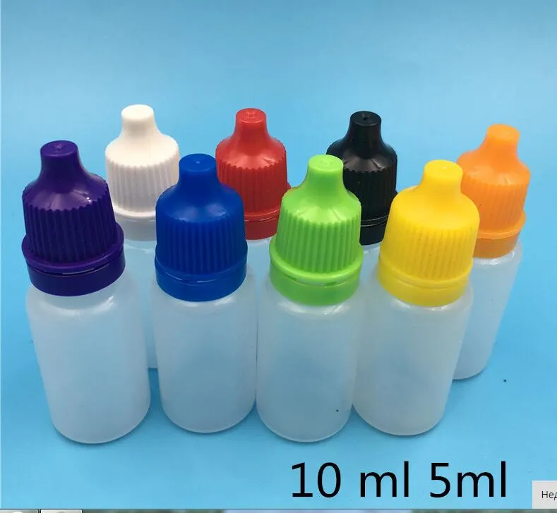 1000 pièces livraison gratuite 10ml bouteille en plastique pour gouttes pour les yeux rouge jaune bleu noir couvercle gouttes ophtalmiques bouteilles d'emballage vides