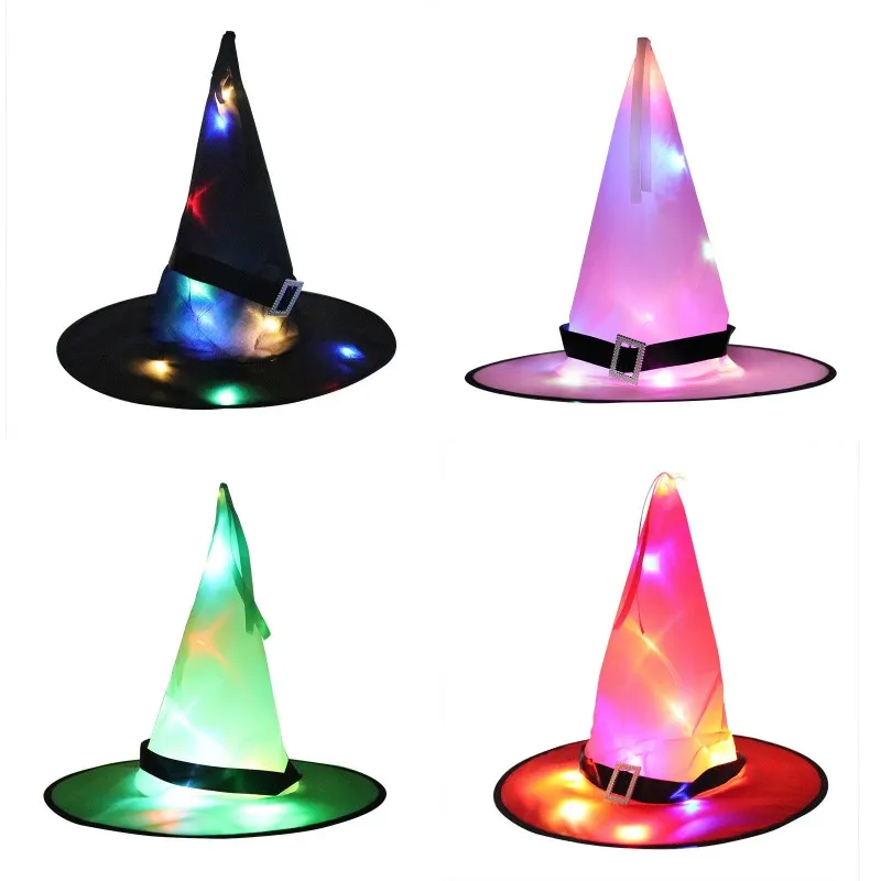 Glowing Witch Hat LED Halloween Hanging Lighted Witch Hat Decorations Outdoor Party Masquerade Props Party Ornament