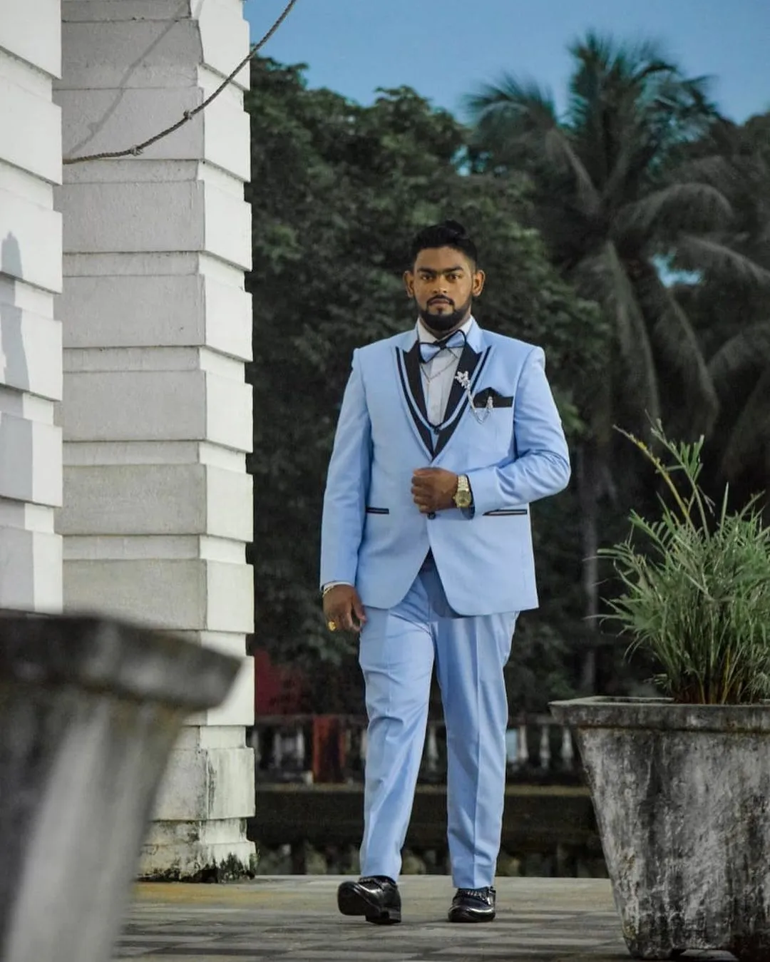 KUDORO Costume Homme 3 Pièces Slim Fit Bleu Ciel - Smoking Élégant Pour Mariage Et Business