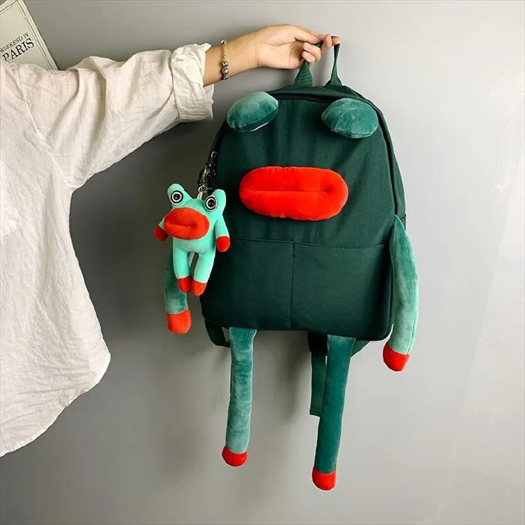 Designer-Tier-Cartoon-Frosch-Rucksack für Damen, multifunktional, für Studenten, Schultasche für Jungen und Mädchen, kreative Mode, niedliche Oxford-Stoff-Rucksäcke