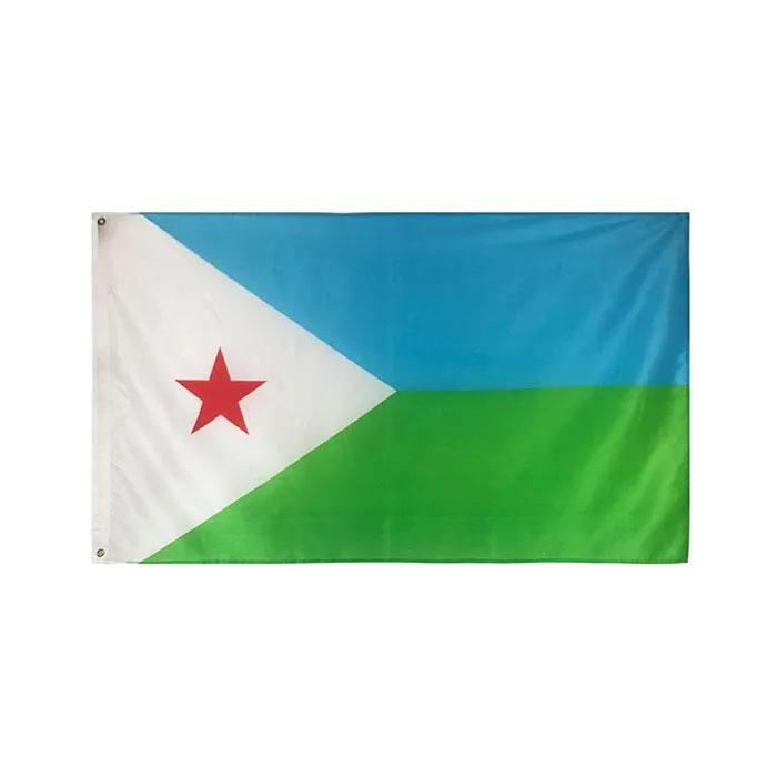 Djibouti Flag High Quality 3x5 Ft National Banner 90x150cm Festival Party Gift 100D Polyester Inomhus Utomhus Tryckta Flaggor och Banderoller