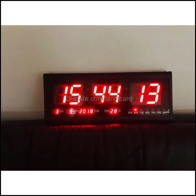 Wall Clocks Home Décor & Garden Big Number Electronic Clock Digital Led Modern Design Horloge Murale Desk Table Kitchen Watch Decor Drop Del