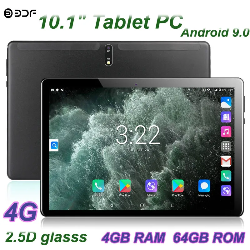 10.1 "بوصة SC9863A Octa Core 1.5 جيجا هرتز Android 9.0 4G هاتف مكالمة هاتفية الكمبيوتر اللوحي GPS FM Bluetooth WiFi كاميرا مزدوجة 4GB 64GB